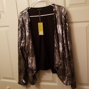 6th & Lane Pewter Sequin jacket Sz 18 NWT